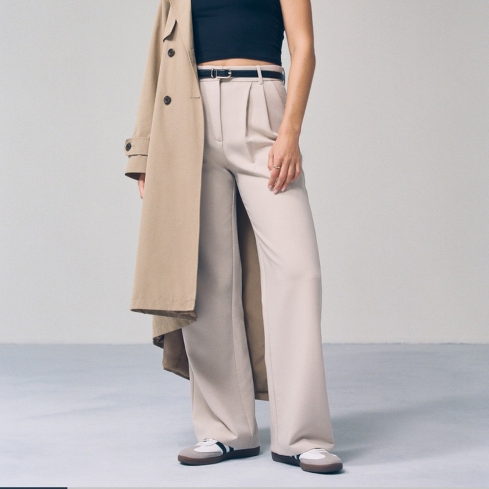 NWT! Abercrombie & Fitch Sloane Tailored Wide Leg Pant in Taupe 29R